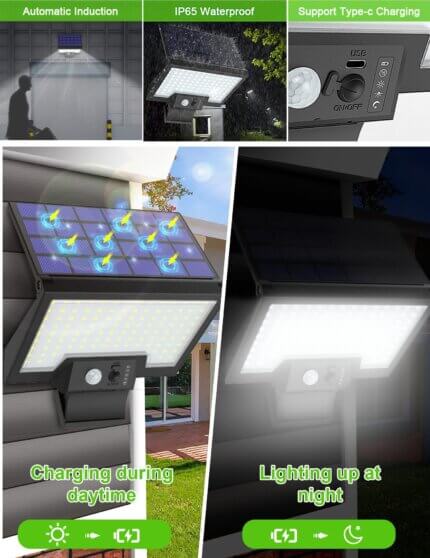 LED solar wall light